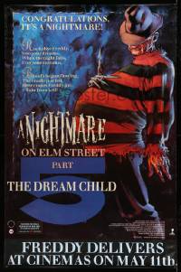 5z159 NIGHTMARE ON ELM STREET 5 English 40x60 '89 cool completely different horror art, Freddy Jr.