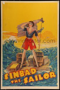 5z059 SINBAD THE SAILOR stage play English double crown '30s female Sinbad on raft at sea!