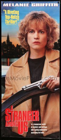 5z221 STRANGER AMONG US 26x60 special '92 Sidney Lumet, image of Melanie Griffith w/gun!