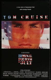 5z135 BORN ON THE FOURTH OF JULY standee '89 Oliver Stone, patriotic image of Tom Cruise!