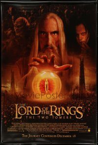 5z312 LORD OF THE RINGS: THE TWO TOWERS vinyl banner '02 Peter Jackson epic, Wood, J.R.R. Tolkien!