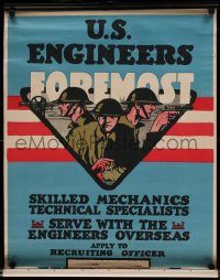 5z162 US ENGINEERS FOREMOST 22x29 WWI war poster 1917 art of soldiers by Charles Buckles Falls!