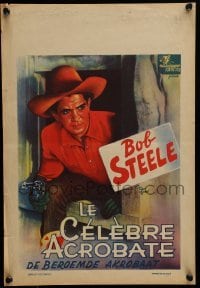 6a104 GALLANT FOOL Belgian '40s different art of cowboy Bob Steele with gun climbing out window!