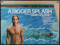 6a326 BIGGER SPLASH British quad '74 barechested Peter Schlesinger, classic gay documentary!