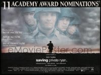 6a377 SAVING PRIVATE RYAN awards DS British quad '98 Spielberg, Tom Hanks, Sizemore, Damon!