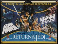 6a382 STAR WARS TRILOGY British quad '83 Empire Strikes Back, Return of the Jedi!