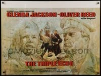 6a390 TRIPLE ECHO British quad '75 Glenda Jackson, Oliver Reed, art by M. Piotrowski!