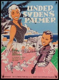 6a133 BENEATH THE PALMS ON THE BLUE SEA Danish '58 completely different artwork of Johns, Rubini!