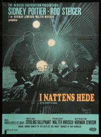 6a150 IN THE HEAT OF THE NIGHT Danish '68 Sidney Poitier, Rod Steiger, cool crime art!