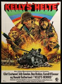 6a151 KELLY'S HEROES Danish R70s art of Eastwood, Savalas, Rickles & Sutherland by Wenzel!