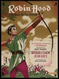 6a171 STORY OF ROBIN HOOD Danish R57 Richard Todd with bow & arrow, Joan Rice, Disney, Stilling!