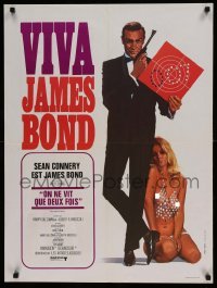 6a595 YOU ONLY LIVE TWICE French 24x32 R70 art of Sean Connery as James Bond & sexy girl!