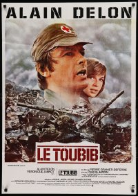 6a585 MEDIC French 28x40 '79 Alain Delon & Veronique Jannot looming over raging battlefield!