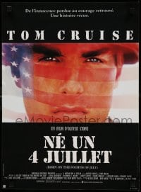 6a627 BORN ON THE FOURTH OF JULY French 15x21 '89 Oliver Stone, patriotic image of Tom Cruise!