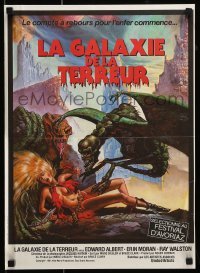 6a650 GALAXY OF TERROR French 16x22 '81 great sexy Charo fantasy artwork of monster attacking girl