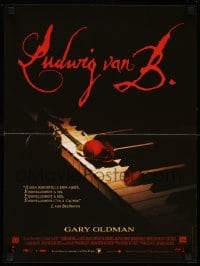 6a660 IMMORTAL BELOVED French 16x21 '95 Gary Oldman as Ludwig van Beethoven, rose on piano!