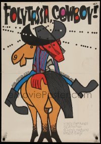 6a409 CARRY ON COWBOY Hungarian 23x33 '67 completely different western artwork by Gyozo Szilas!