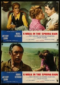 6a212 WALK IN THE SPRING RAIN set of 2 Italian 18x26 pbustas '70 Anthony Quinn & Ingrid Bergman!