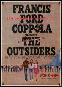 6a724 OUTSIDERS Japanese 29x41 '83 different art of Howell, Dillon, Macchio, Swayze, top cast!