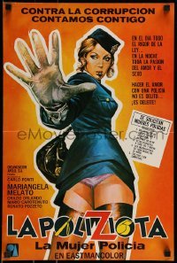 6a034 POLICEWOMAN Mexican poster '74 great art of Mariangela Melato in uniform!