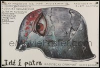 6a914 COME & SEE Polish 26x39 '85 Elem Klimov's Idi I smotri, creepy Socha art of eye in helmet!!