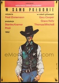 6a929 HIGH NOON Polish 27x38 R87 Marszalek art of Gary Cooper, Fred Zinnemann cowboy classic!