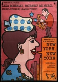 6a955 NEW YORK NEW YORK Polish 27x38 '78 Mlodozeniec art of De Niro & singing Liza Minnelli!