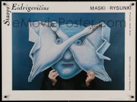 6a974 STASYS EIDRIGEVICIUS exhibition Polish 26x36 '87 swan mask by Stasys Eidrigevicius!