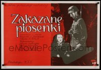 6a890 ZAKAZANE PIOSENKI Polish 23x33 R70s artwork image of Danuta Szaflarska & Nazi!