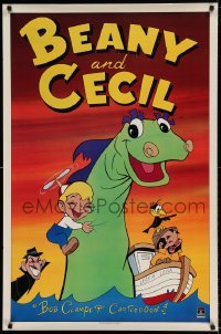 6b703 BEANY & CECIL 27x41 video poster '84 cute cartoon artwork of dinosaur & kid!