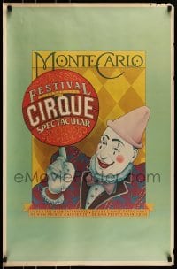 6b098 FESTIVAL INTERNATIONAL DU CIRQUE SPECTACULAR 24x36 circus poster '79 artwork of a clown!