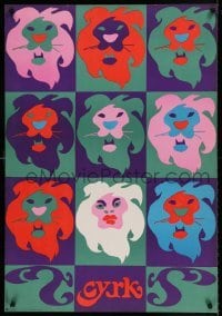 6b814 CYRK 27x39 commercial poster '76 artwork of nine different lions by Jodlowski!