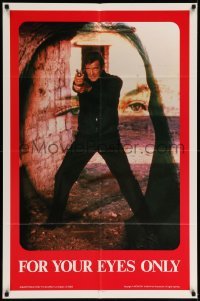 6b838 FOR YOUR EYES ONLY 27x41 commercial poster '81 Roger Moore as James Bond & Carole Bouquet!