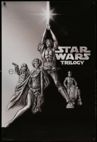 6b917 STAR WARS TRILOGY 27x40 German commercial poster '04 Lucas, Hamill, Ford, Fisher!