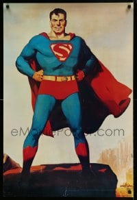 6b920 SUPERMAN 24x36 commercial poster '74 artwork of superhero on rock!