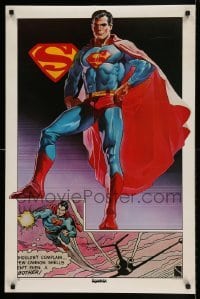 6b919 SUPERMAN 23x35 commercial poster '77 full-length superhero, defending jet!