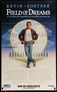 6b725 FIELD OF DREAMS 23x37 video poster '89 Kevin Costner baseball classic!