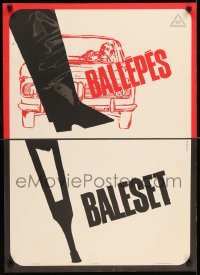 6b250 BALLEPES BALESET Hungarian 22x31 '66 stepping in front of a car = crutch, by Robert Muray!