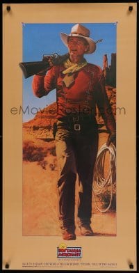 6b746 NOSTALGIA MERCHANT 20x40 video poster '86 Rodriguez art of The Duke, John Wayne!