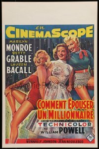 6b988 HOW TO MARRY A MILLIONAIRE 14x21 Belgian REPRO poster '00s Marilyn Monroe, Grable & Bacall!