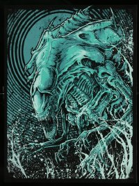 6b107 ALIENS signed #10/50 18x24 art print '14 by artist Godmachine, art of the Alien Queen!