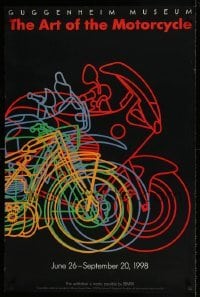 6b275 ART OF THE MOTORCYCLE 24x36 museum/art exhibition '98 cool neon-like artwork!