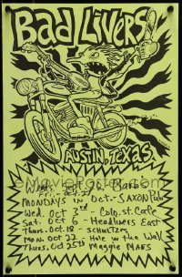 6b371 BAD LIVERS 11x17 music poster '90 wild motorcycle artwork by R. Mather!