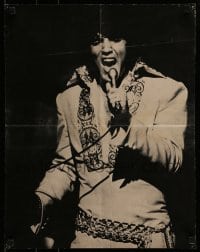 6b388 ELVIS PRESLEY 2-sided 17x22 music poster '60s far image of the King singing & holding mic!