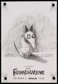 6b953 FRANKENWEENIE mini poster '12 Tim Burton, horror, cool sketch of wacky dog!