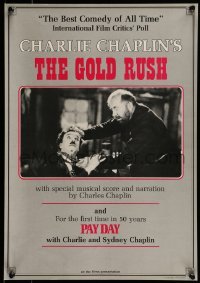 6b560 GOLD RUSH/PAY DAY 14x20 special '73 Charlie Chaplin with Mack Swain, double bill!