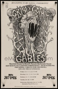 6b564 GRISLY GOTHIC GABLES 11x17 special '90 horror artwork of a zombie by Angry Johnny!
