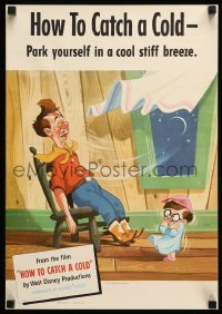 6b574 HOW TO CATCH A COLD 14x20 special '51 Walt Disney health class cartoon, a stiff breeze!