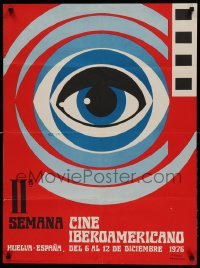 6b350 IIA SEMANA CINE IBEROAMERICANO 23x31 Spanish film festival poster '76 cool art of eyeball!