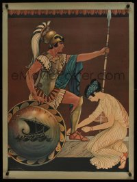 6b229 MILO WINTER 26x35 art print '40s Chromolithograph, artwork of Achilles with spear!